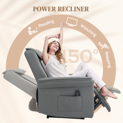 HOMCOM 3D Kneading Massage Recliner Chair with Headrest, Breathable Leather Recliner Armchair, Electric Reclining Chair with Footrest, Remote with USB Port, Side Pockets for Home, Grey 