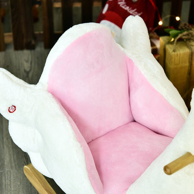 HOMCOM Kids Rocking Horse Plush Ride On Swan Toy w/ Safety Seat for Toddler 18 Months +, White and Pink 