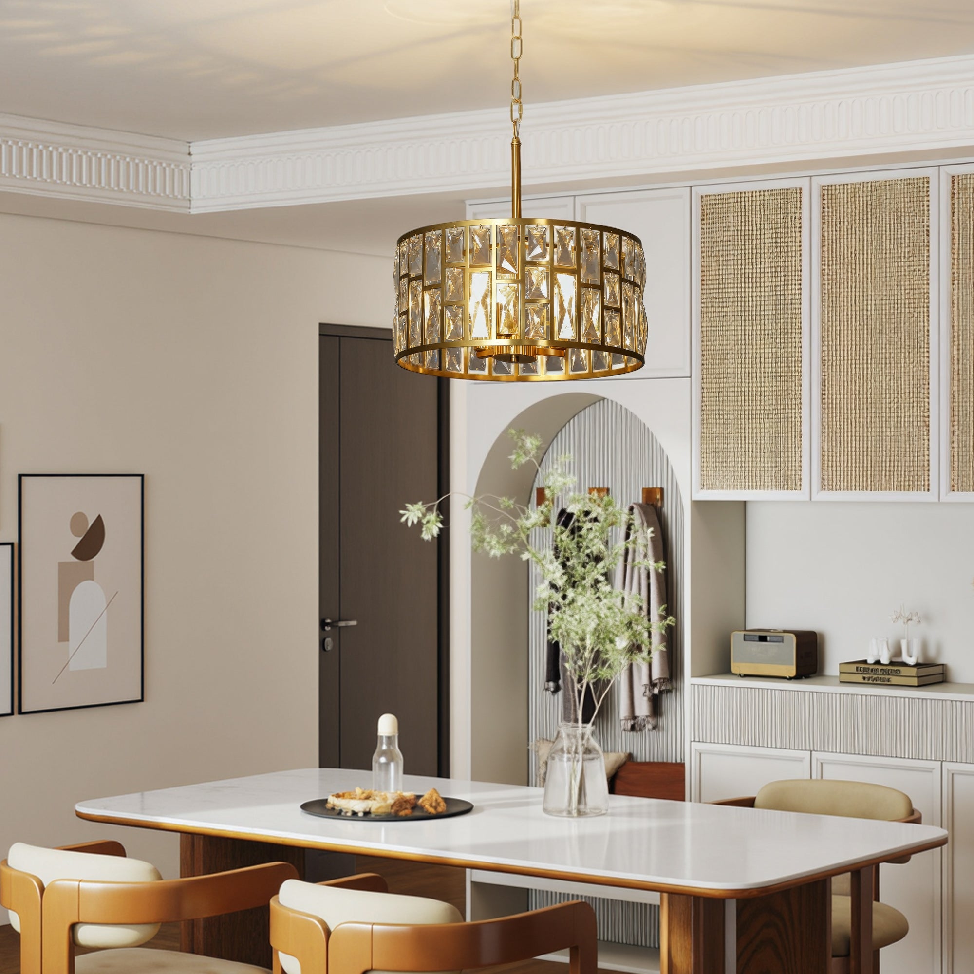 HOMCOM 72 Glass Crystallite Chandelier - Gold-Tone 
