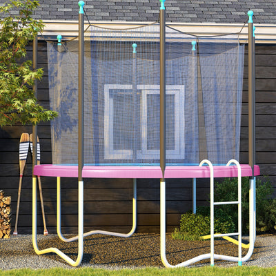 SPORTNOW 12FT Trampoline Spring Cover, Plastic Trampoline Pad Replacement with Elastic Cord, Waterproof, UV Resistant and Tear-Resistant, All-Weather Trampoline Accessories, Pink 
