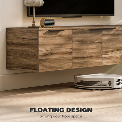 HOMCOM Floating TV Unit, 150 cm Wall Mounted TV Stand Cabinet with Shelves and Doors, Entertainment Media Console for Living Room, Bedroom, Rustic Brown