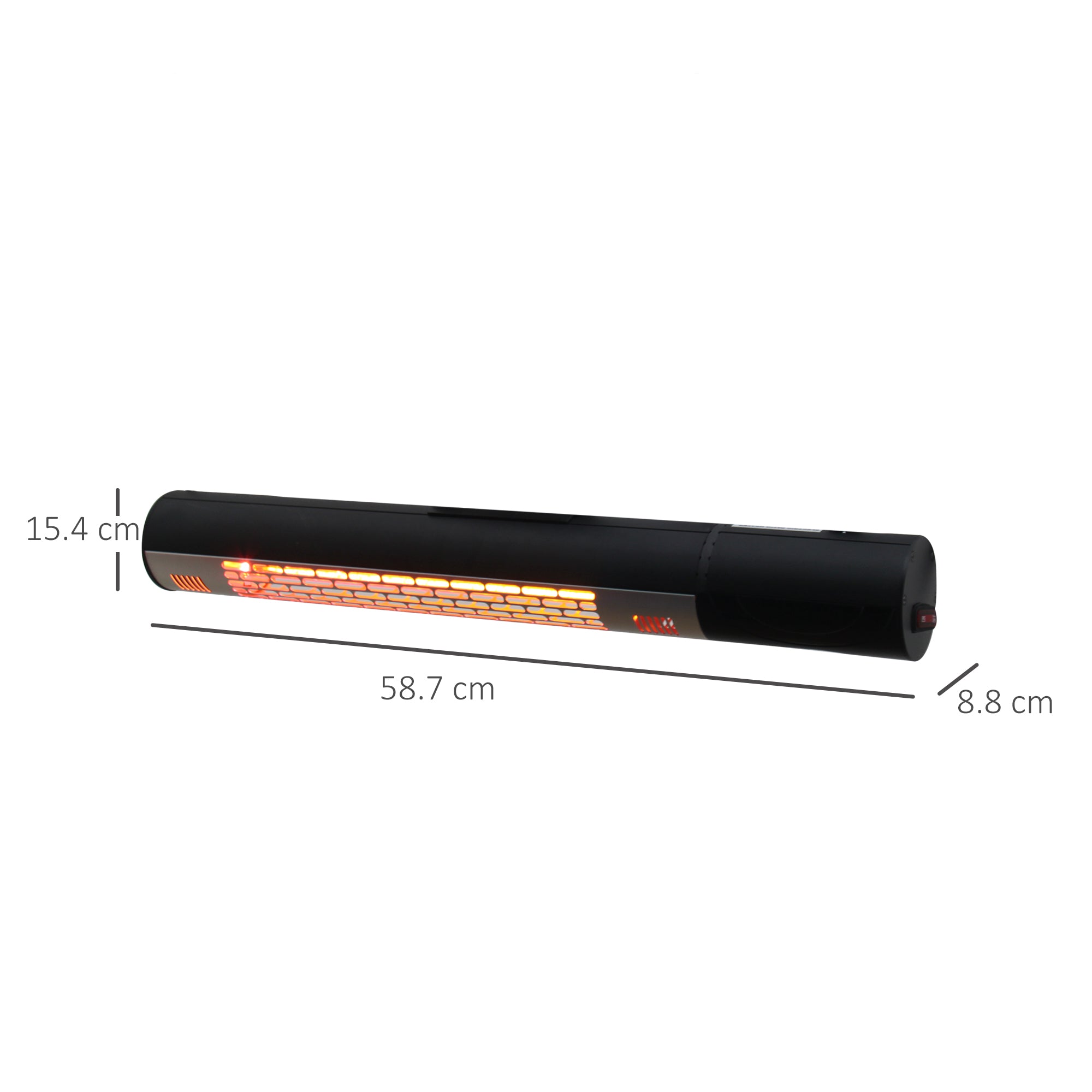 Outsunny Outdoor Patio Garden Warmer 1500W Wall Mounted Electric Infrared Halogen Heater with Remote Control Black 