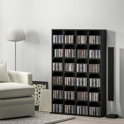 HOMCOM CD Storage Unit with Adjustable Shelves, 89 x 130.5 cm, Black 