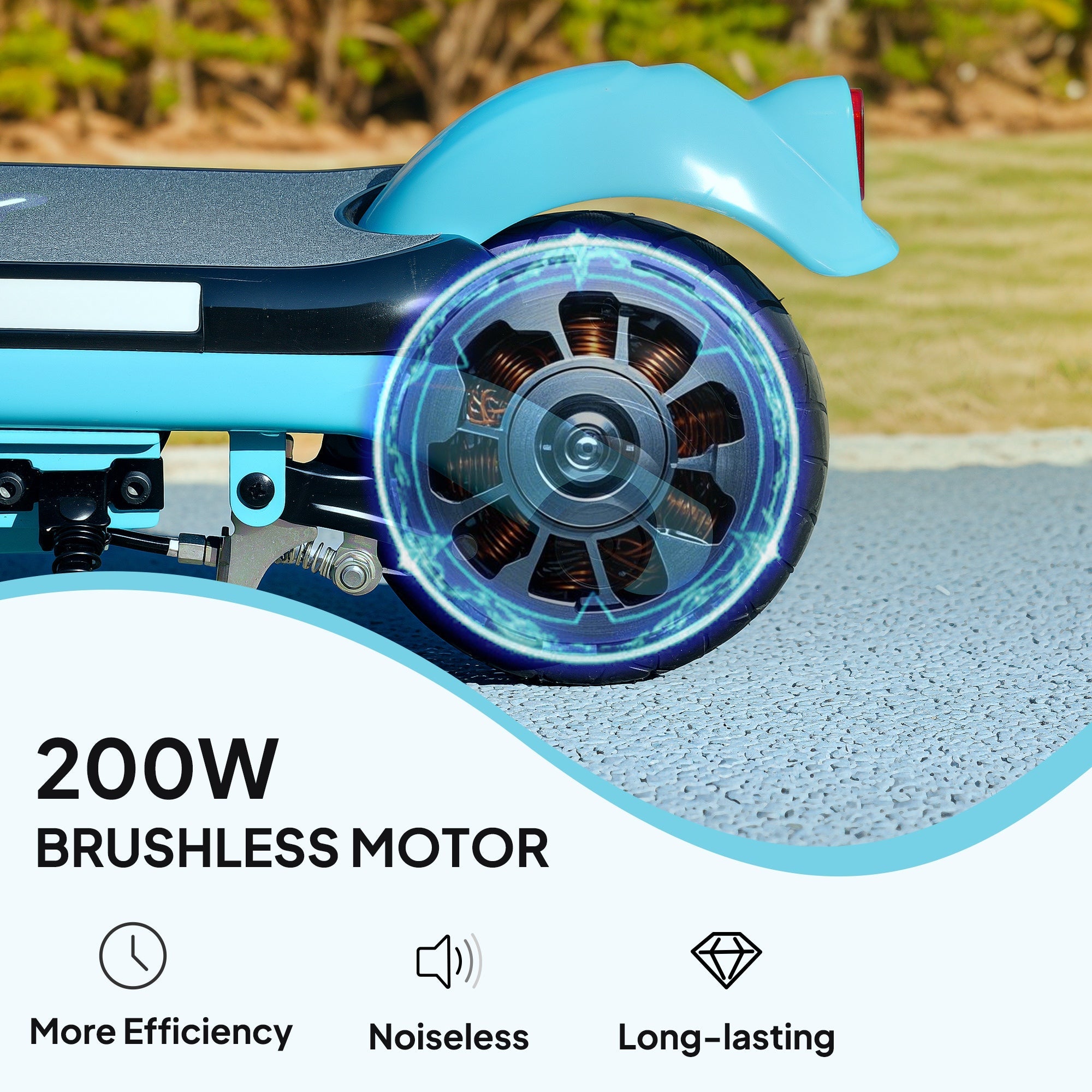 AIYAPLAY Electric Scooter for Kids Ages 6-14, with Dual Brakes, Flash Wheel and Colourful Light, Kids Electric Scooter E Scooter, Up to 12 KM/H & 10 KM, Blue 