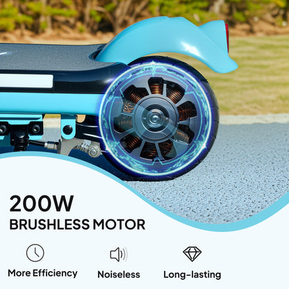 AIYAPLAY Electric Scooter for Kids Ages 6-14, with Dual Brakes, Flash Wheel and Colourful Light, Kids Electric Scooter E Scooter, Up to 12 KM/H & 10 KM, Blue 
