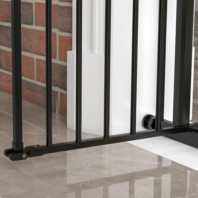PawHut Metal 74-94cm Wide Adjustable Dog Gate Black 