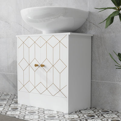 HOMCOM Under Sink Bathroom Cabinet, Under Sink Cabinet with Adjustable Shelf and Open Compartment for Basin with or without Pedestal, 60 x 30 x 60cm, White 