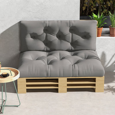 Outsunny 2 Seater Pallet Seat Cushions Back Pillows Replacement, Patio Chair Cushions Set for Indoor Outdoor, Light Grey 