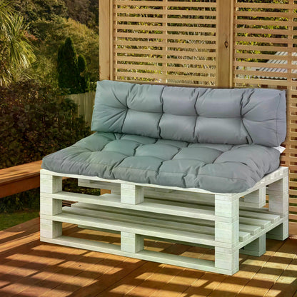 Outsunny 2Pcs Garden Tufted Pallet Cushions Seat Pad Back Cushion Indoor Outdoor Grey 
