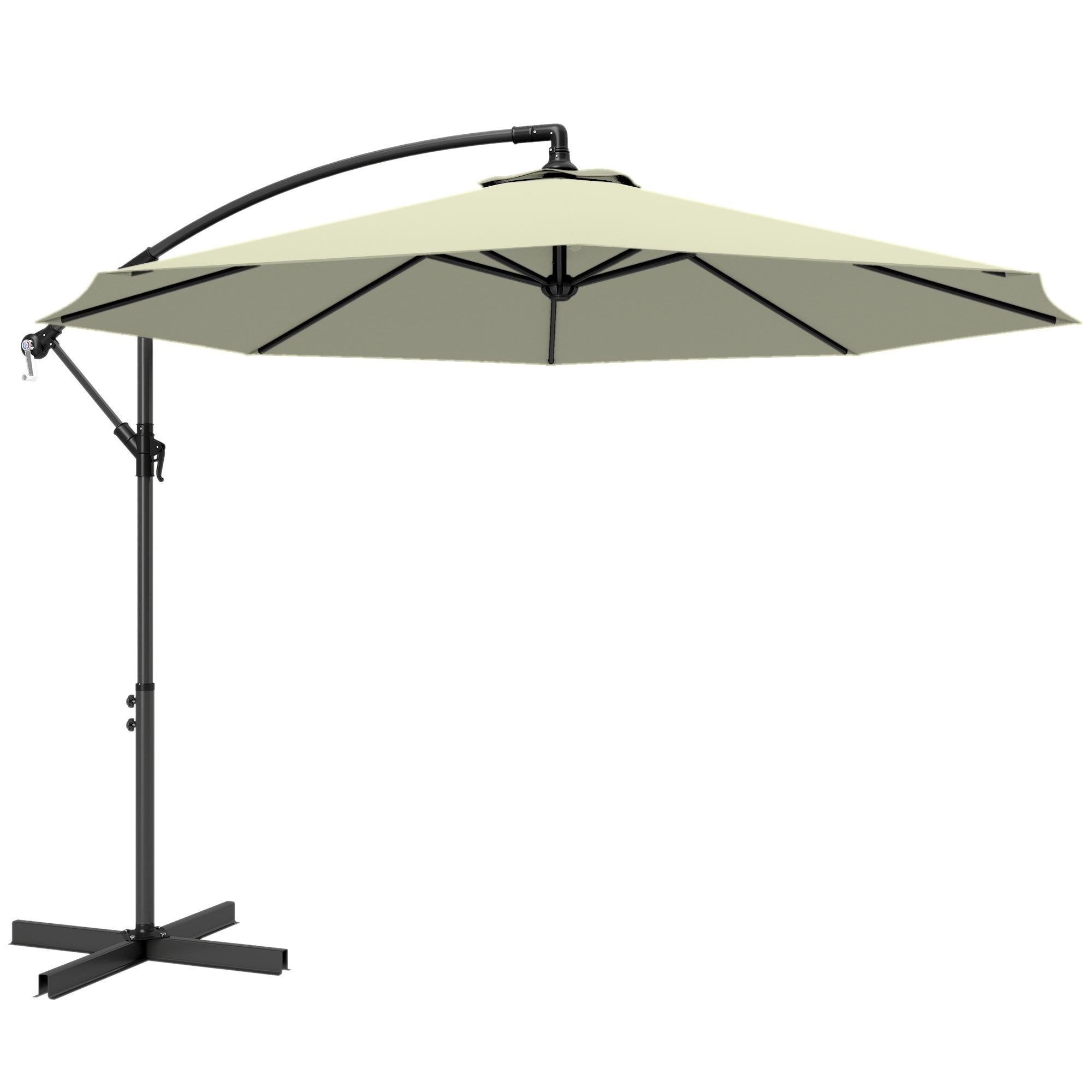 Outsunny 3m Overhanging Cantilever Parasol, with Cross Base - Beige 