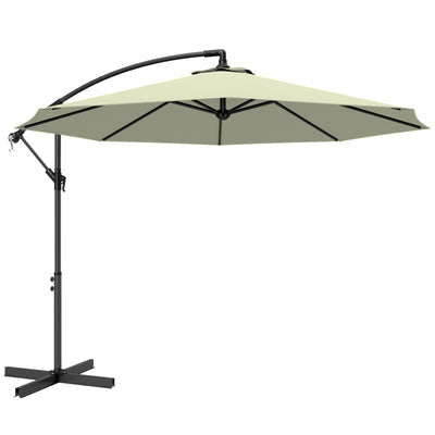 Outsunny 3m Overhanging Cantilever Parasol, with Cross Base - Beige 