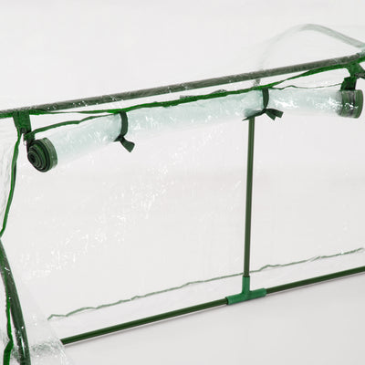 Outsunny Set of 2 Tunnel Greenhouse, Green Grow House with Roll-up Door, Steel Frame, Plastic Cover for Garden, Outdoor, 200 x 100 x 80cm, Clear 