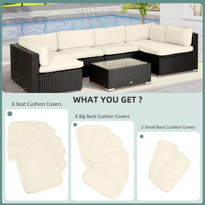 Outsunny Garden Rattan Sofa Cushion Polyester Cover Replacement Outdoor- No Cushion Included Beige 