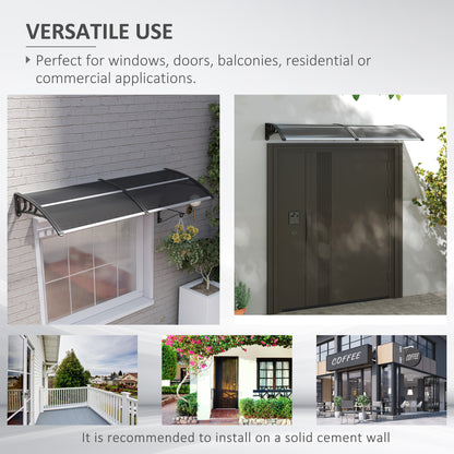 Outsunny Door Canopy Awning Outdoor Window Rain Shelter Cover for Front/Back Door Porch Black 196 x 75cm 
