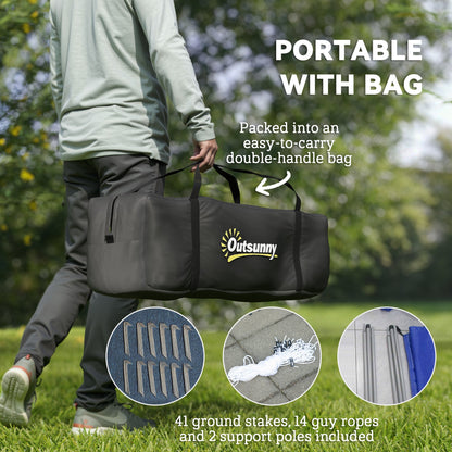 Outsunny 6-9 Man Tent with Bedrooms and Living Room, Accessories Included, Blue 