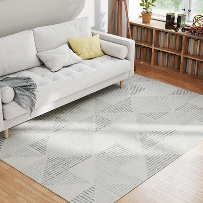 HOMCOM Modern Area Rug, Geometric Pattern Non-Slip Washable Rug, Soft Floor Carpet for Living Room, Bedroom, Dining Room, Home Office, 230 x 160 cm, Grey