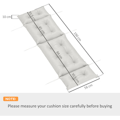 Outsunny Sun Lounger Cushion Only, 190x56x10cm Garden Lounge Chair Cushion, UPF20+ 220gsm Fabric, Thick Sunbed Replacement Cushion with 6 Ties, Light Grey 