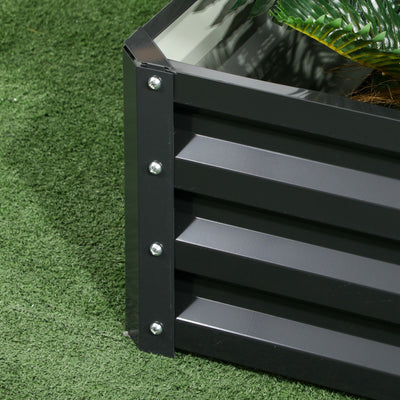 Outsunny 2 Tier Raised Garden Bed, Galvanised Planter Box with Open Bottom for Vegetables Flowers Herbs, 120x101x58cm, Dark Grey 