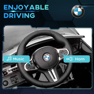AIYAPLAY 12V BMW Licensed Kids Car, with Easy Transport, Remote Control, Suspension, Music, Horn, LED Lights, Black 