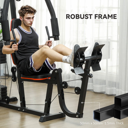 SPORTNOW Weights Machine, Multi Gym with 45kg Weight Stack, Compact Home Gym Leg Press Machine for Full Body Training 