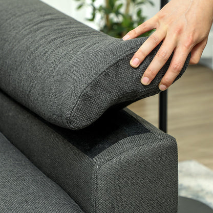 HOMCOM Pull Out Sofa Bed with 2 Pocket Springs, Fabric 2 Seater Click Clack Sofa Bed Settee, Convertible Sofa Couch with Pillows and Side Pockets for Living Room, Home Office, Charcoal Grey 