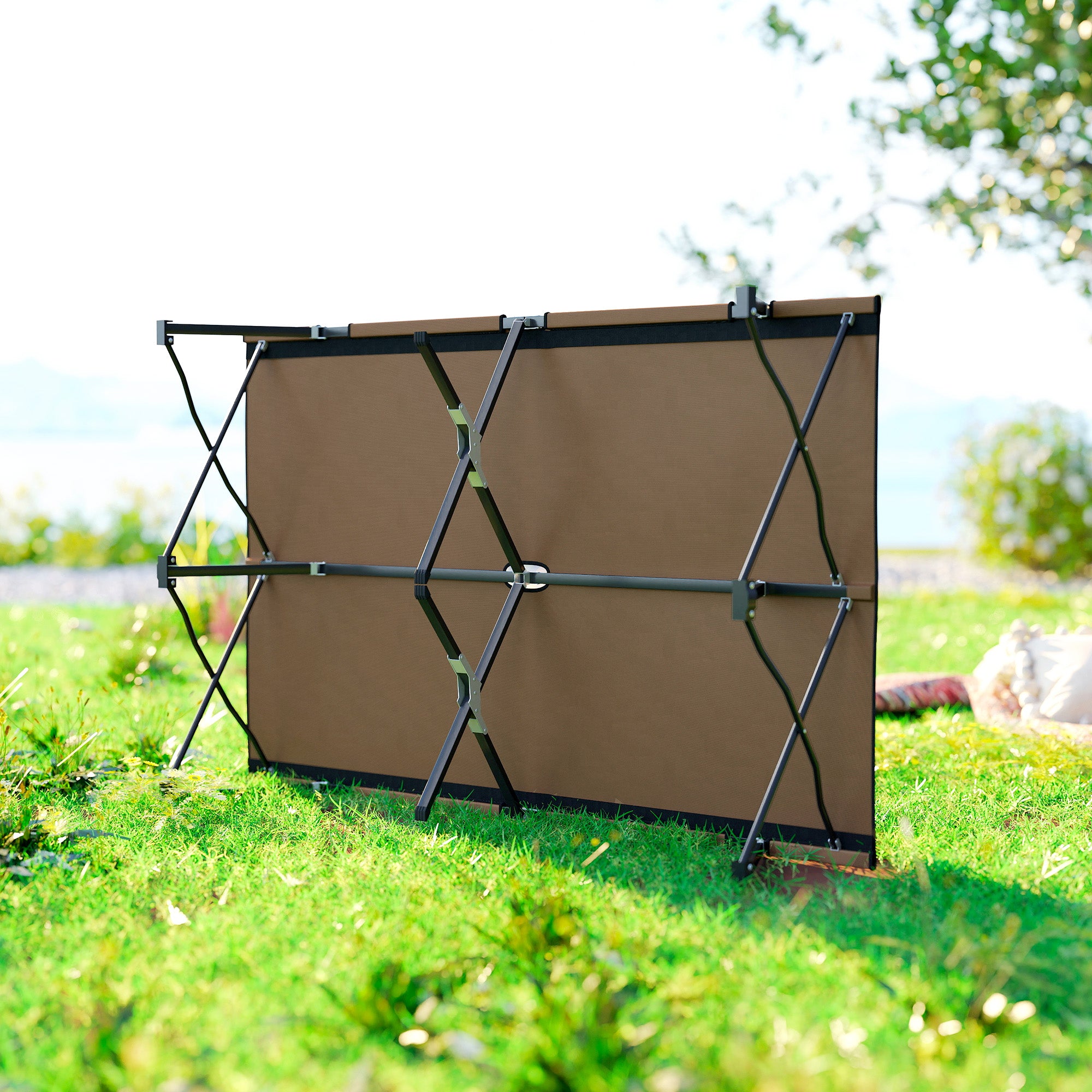 Outsunny Double Camping Cot Bed, with Bag - Khaki 