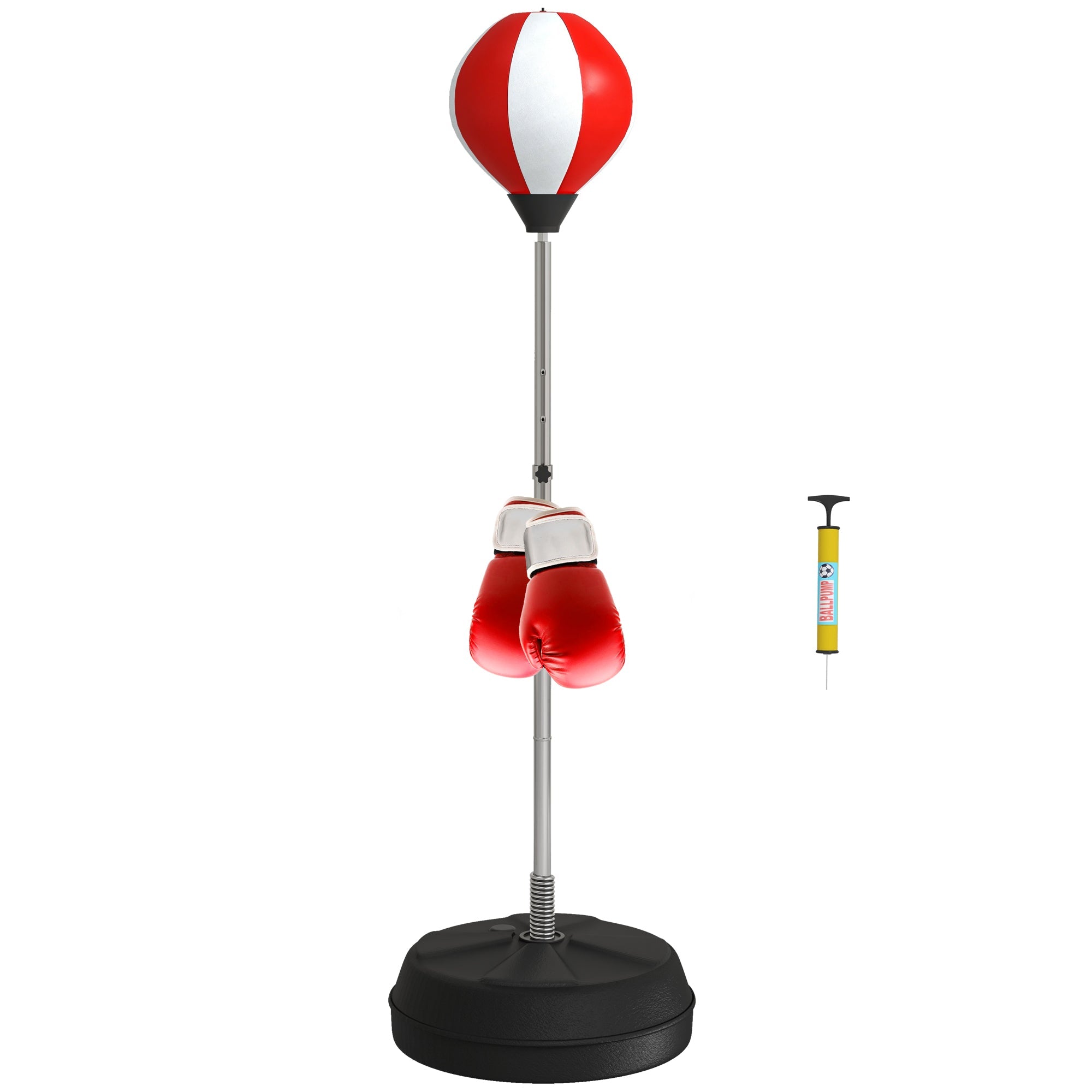 HOMCOM Punching Bag with Stand, Free Standing Boxing Set, Speed Bag with Speedball Adjustable Height from 126cm to 144cm for Teens, Red 