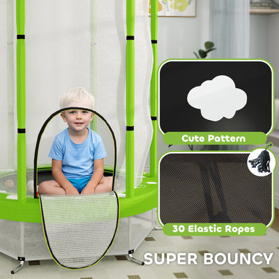 AIYAPLAY 4.6ft Toddler Trampoline w/ Safety Enclosure Net, for Indoor Outdoor Use, Ages 3-6 Years, Green 