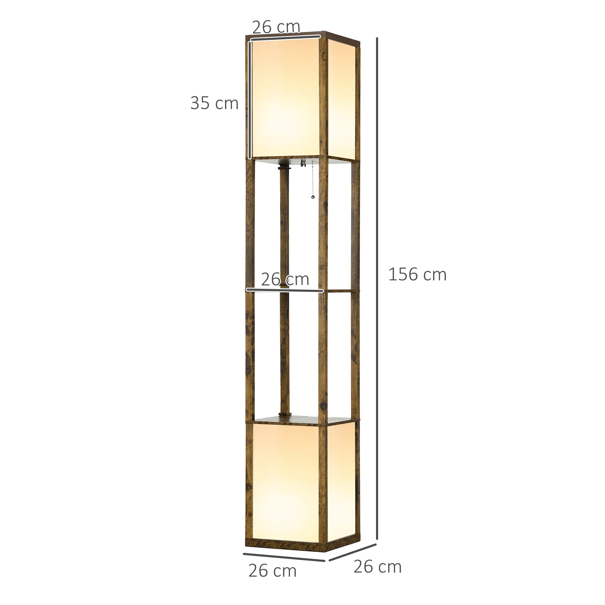 HOMCOM Modern Shelf Floor Lamp with Dual Ambient Light, Standing Lamp Living Room, Bedroom, 156cm, Brown 