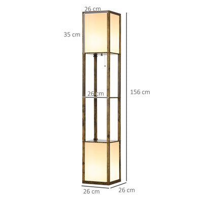 HOMCOM Modern Shelf Floor Lamp with Dual Ambient Light, Standing Lamp Living Room, Bedroom, 156cm, Brown 