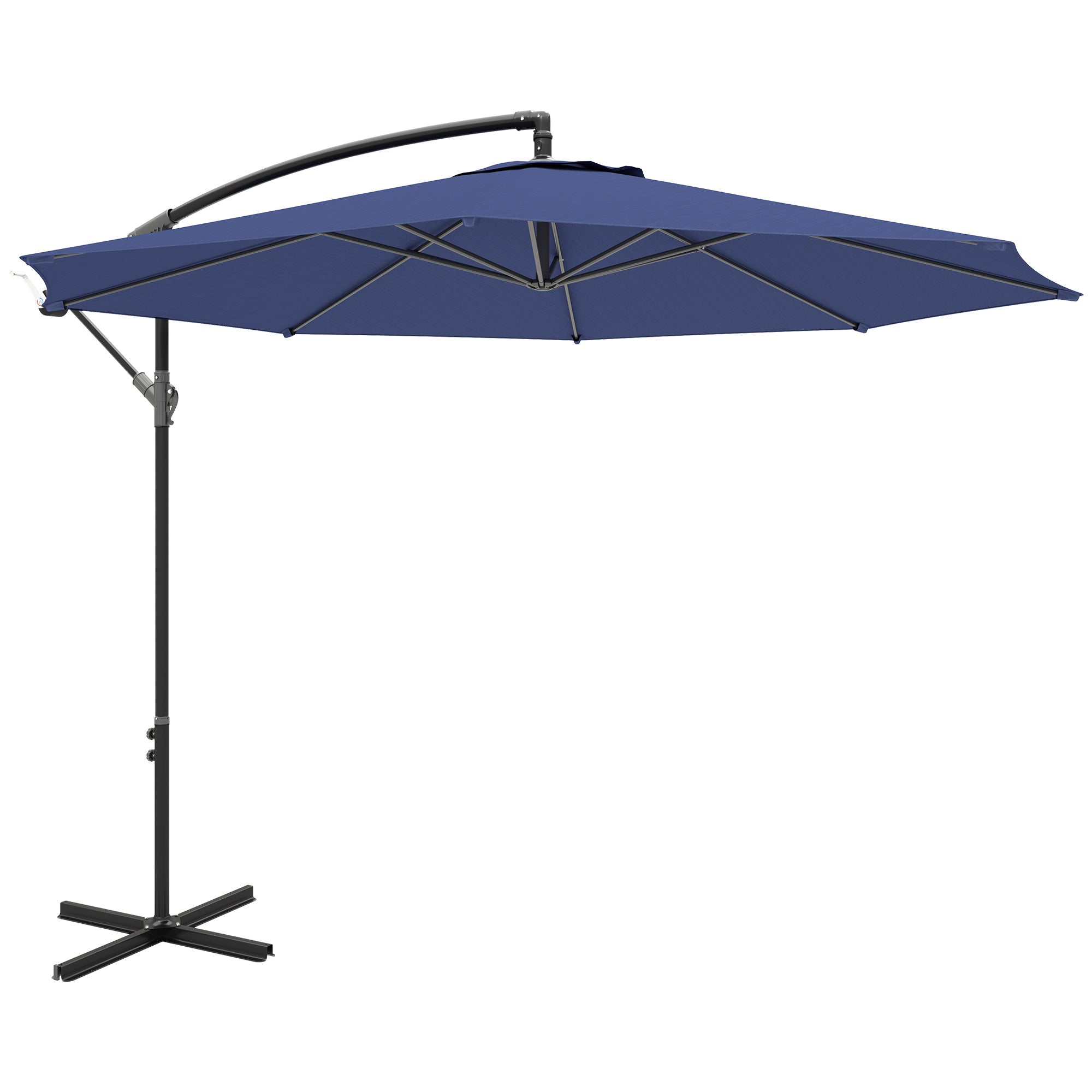 Outsunny 2.45m Overhanging Cantilever Parasol, with Cross Base - Blue 