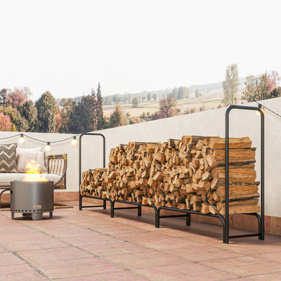 Outsunny Firewood Rack with Waterproof Cover, Heavy Duty Metal Log Store Indoors, Log Storage Holder for Outdoor Indoor Fireplace, 300 x 36 x 99 cm, Dark Green 