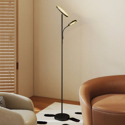 HOMCOM LED Floor Lamp for Living Room, Stepless Dimmable Standing Lamp, Mother and Child Uplighter with Reading Light, 4 Scene Modes, 2700K-6500K Colour Temps, 4 Brightness Levels, Remote Control 