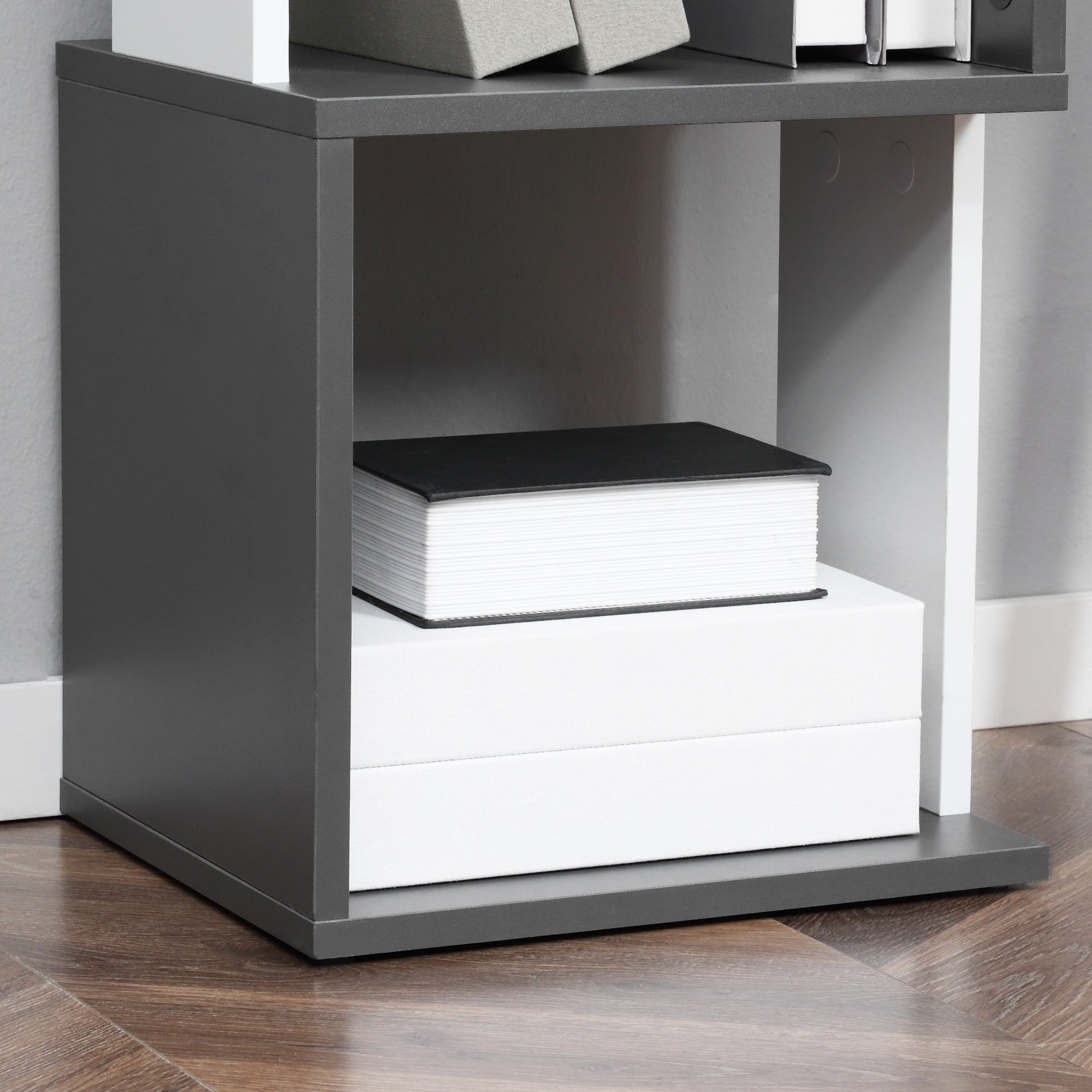 HOMCOM Modern 5-Tier Bookshelf, Freestanding Bookcase Storage Shelving for Living Room Home Office Study, White and Dark Grey 