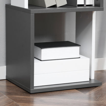 HOMCOM Modern 5-Tier Bookshelf, Freestanding Bookcase Storage Shelving for Living Room Home Office Study, White and Dark Grey 