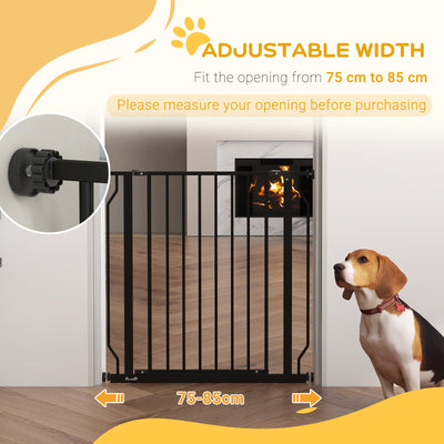PawHut Extra Wide Dog Safety Gate, with Door Pressure, for Doorways, Hallways, Staircases - Black 