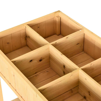 Outsunny Garden Wooden Planters, Rectangular 8 Compartment Plant Stand, Oak Tone 