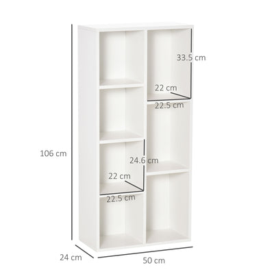 HOMCOM Seven-Cube Bookcase - White Wood Effect 