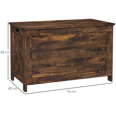 HOMCOM Storage Chest, Modern Storage Trunk with 2 Safety Hinges and Cut-out Handles, Wooden Toy Box for Living Room, Entryway, 76 x 40 x 48 cm, Rustic Brown 