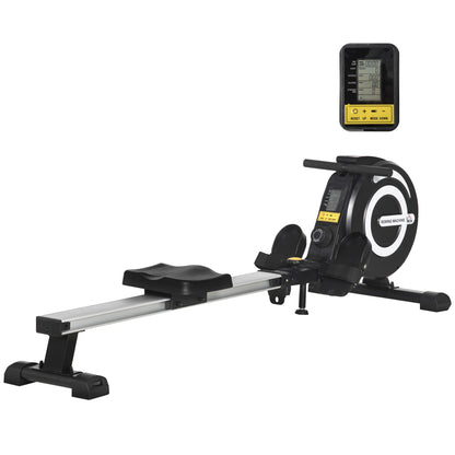 HOMCOM Indoor Body Health & Fitness Adjustable Magnetic Rowing Machine Rower with LCD Digital Monitor & Wheels for Home, Office, Gym 