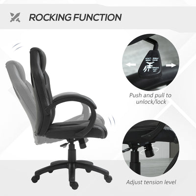 Vinsetto High-Back Office Chair Faux Leather Swivel Computer Desk Chair for Home Office with Wheels Armrests Black 