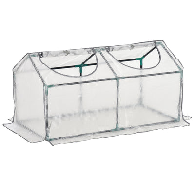Outsunny Mini Greenhouse Portable Flower Planter Tomato Vegetable House for Garden Backyard with Zipper 120 x 60 x 60 cm, White 