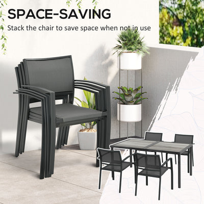 Outsunny Five-Piece Casual Outdoor Dining Set, with Wood-Effect Table - Grey 