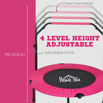 HOMCOM 40" Foldable Mini Fitness Trampoline, with Adjustable Foam Handle, Pink 