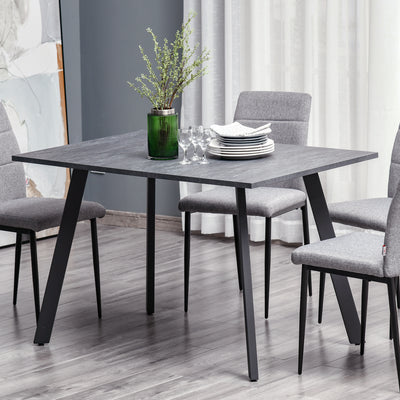 HOMCOM Dining Table, Contemporary Rectangle Kitchen Table with Metal Legs and Spacious Tabletop for Dining Room, Living Room, Dark Grey 