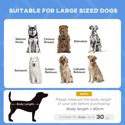 PawHut Raised Dog Bed Waterproof Elevated Pet Cot with Breathable Mesh UV Protection Canopy Blue, for Large Dogs, 92 x 76 x 90cm 