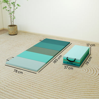 SPORTNOW 6FT Foldable Gymnastics Mat, Crash Exercise Pad, 3.2 cm Thick Workout Mat with Handles for Home Training, Mixed Green