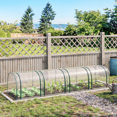 Outsunny Mini Greenhouse, Small Polytunnel Green House with Zipped Doors, Steel Frame for Garden Backyard, 395 x 100 x 80cm, Clear 