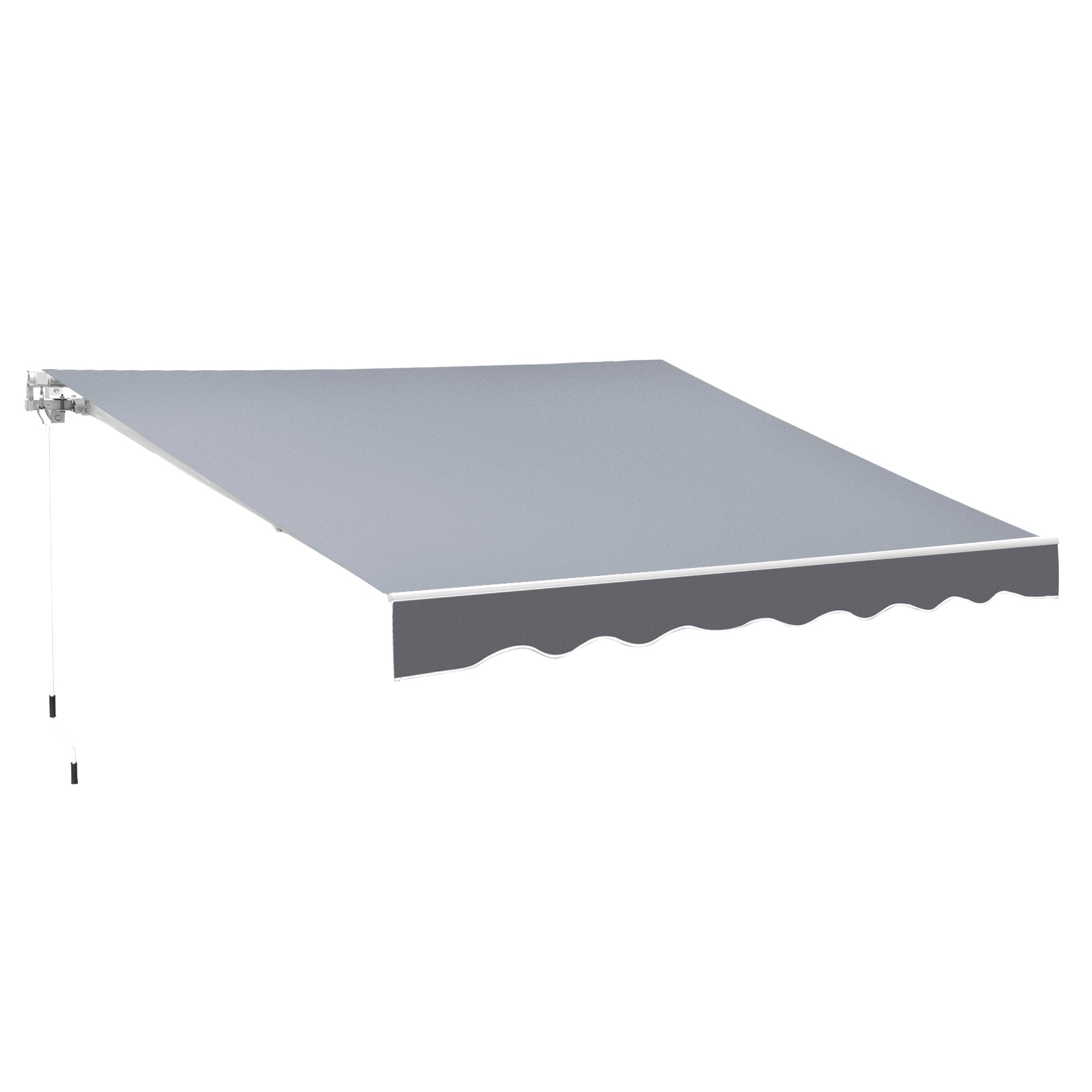 Outsunny 2.5m x 2m Garden Patio Manual Awning Canopy Sun Shade Shelter Retractable with Winding Handle Grey 