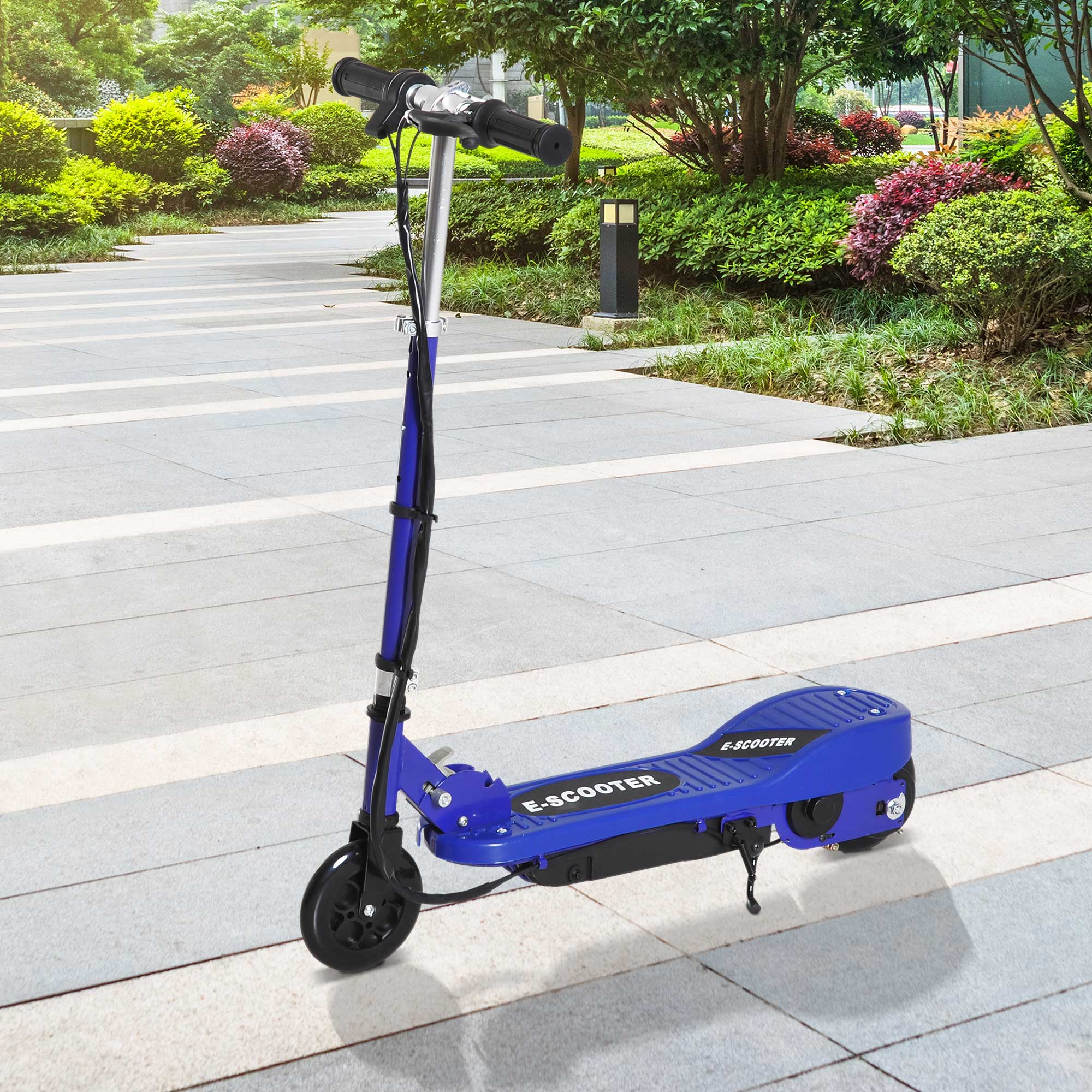 HOMCOM Folding Electric Kids Scooter Ride on Age 7-14, Blue/Black 